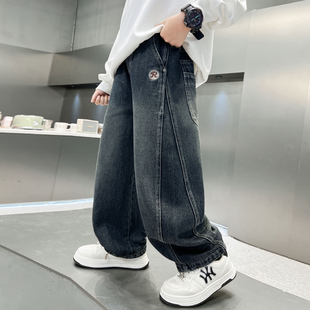 男童直筒牛仔裤春秋款2026新款洋气儿童春装宽松中大童春季长裤潮