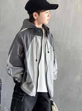 男童夏装轻薄防晒服2026新款儿童连帽防晒衣中大童夏装户外服痞帅
