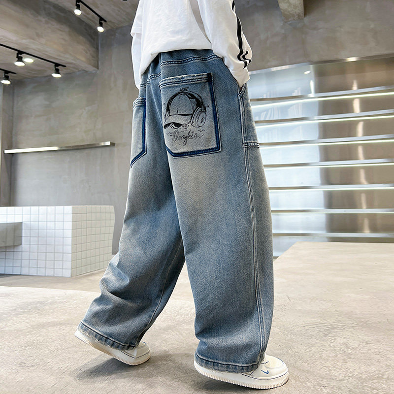 男童春款牛仔裤2026新款痞帅儿童春秋休闲裤中大童春装直筒裤宽松