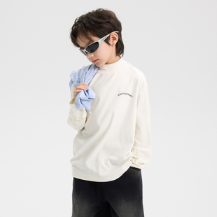 男童德绒打底衫秋冬款2025新款洋气儿童冬季白色内搭中大童长袖T
