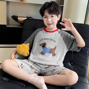 睡衣套装 男童夏款 宽松儿童短袖 洋气中大童夏季 短袖 家居服2026新款