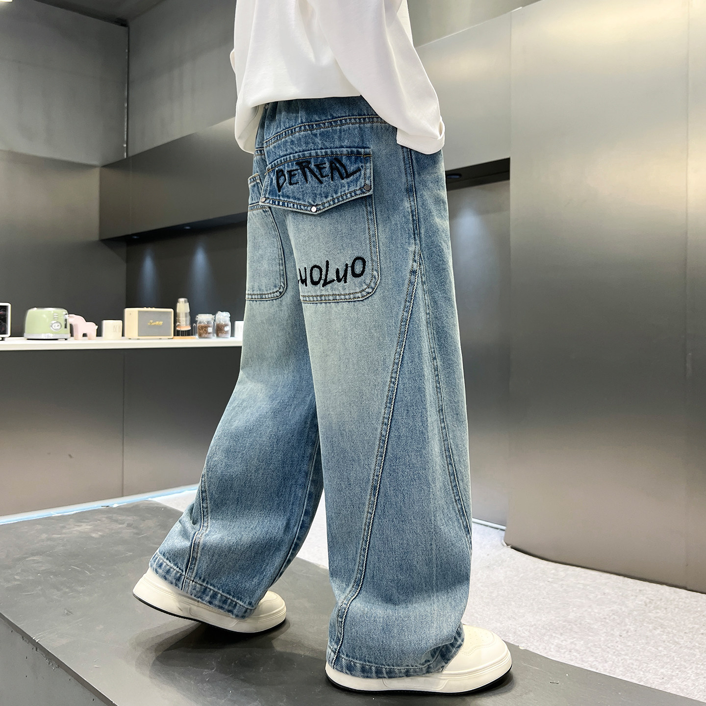 男童直筒牛仔裤春款2026新款酷帅中大童春装儿童休闲裤