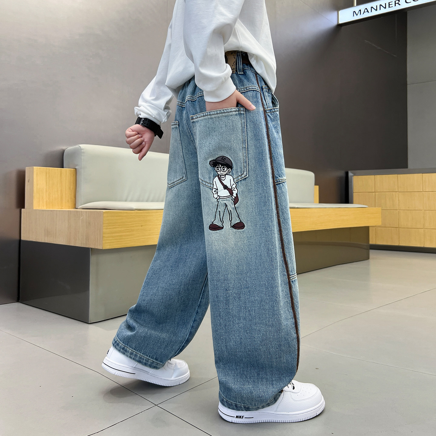 儿童装男孩春款直筒牛仔裤2026新款中大童洋气百搭男孩休闲裤宽松