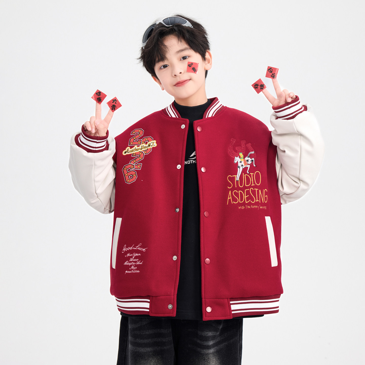 男童马年夹棉外套冬季2026新款儿童本命年衣服中大童棒球服宽松潮