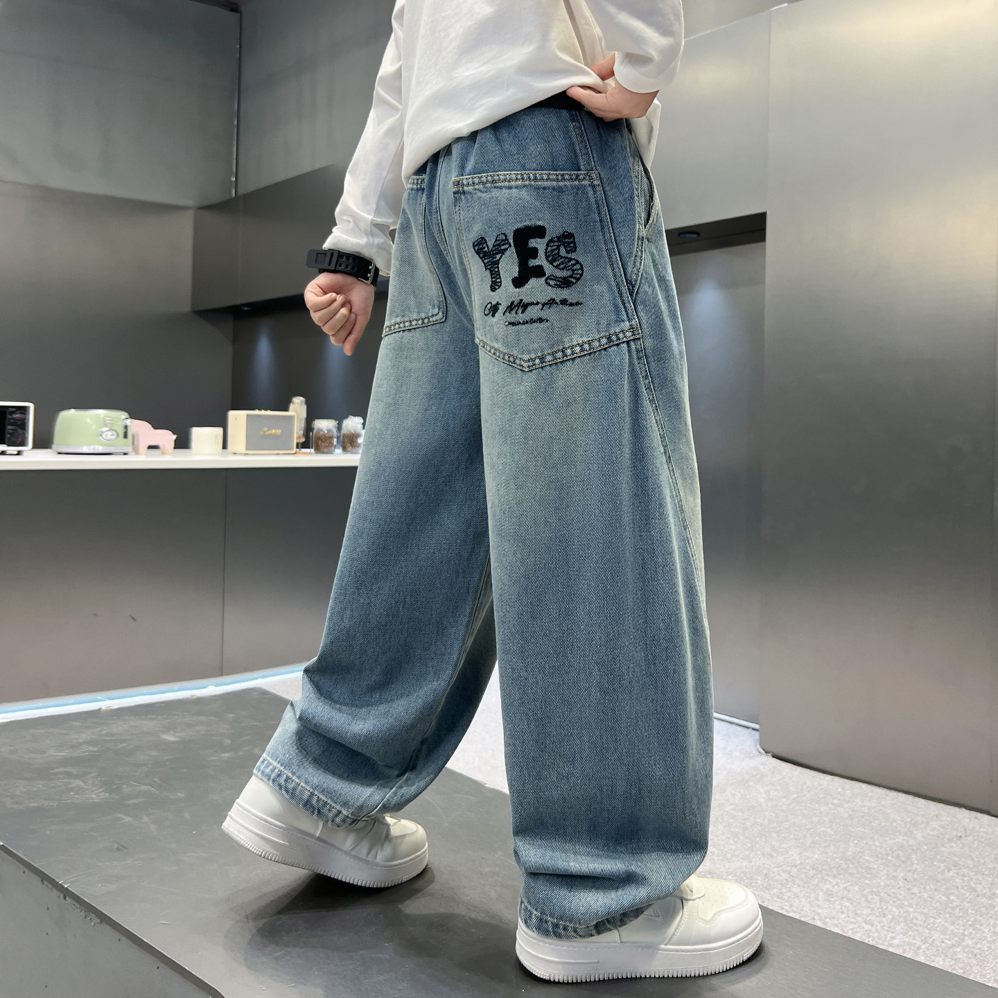 男童潮牌牛仔裤春秋2026新款中大童洋气休闲裤子儿童春装长裤炸街