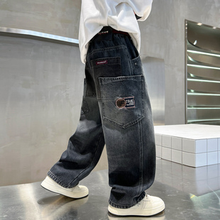 男童加绒裤子冬季2025新款中大儿童一体绒牛仔裤秋冬季男孩休闲裤