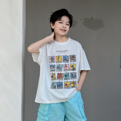 圆领韩版短袖卡通T恤夏季男童潮