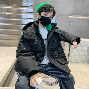 男童羽绒服冬款2023新款中大童冬季白鸭绒棉服儿童加厚冬装外套潮