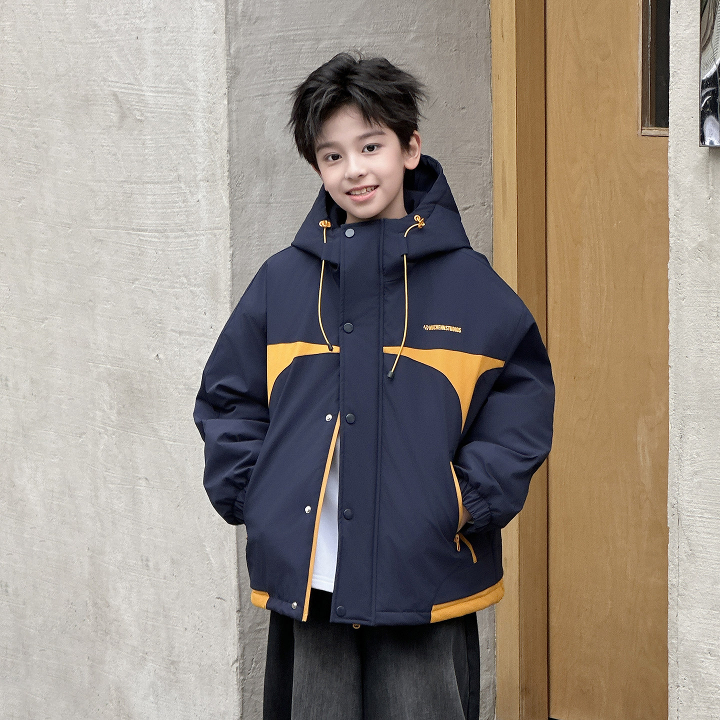 男童棉服外套冬季2025新款痞帅中大童加厚男孩夹棉冲锋衣儿童冬装