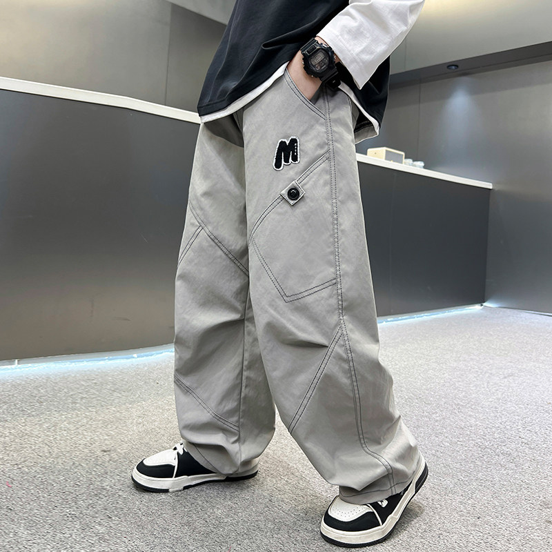 长裤棉混休闲裤拼接裤子宽松