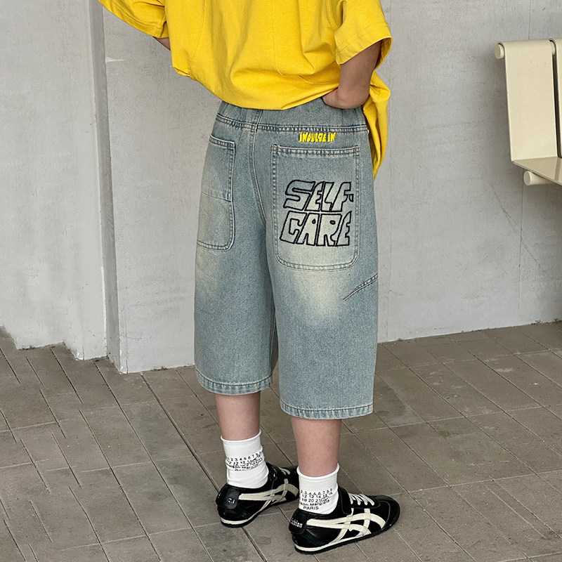 男童夏装牛仔短裤2026新款儿童夏季裤子中大童男孩薄款七分裤洋气