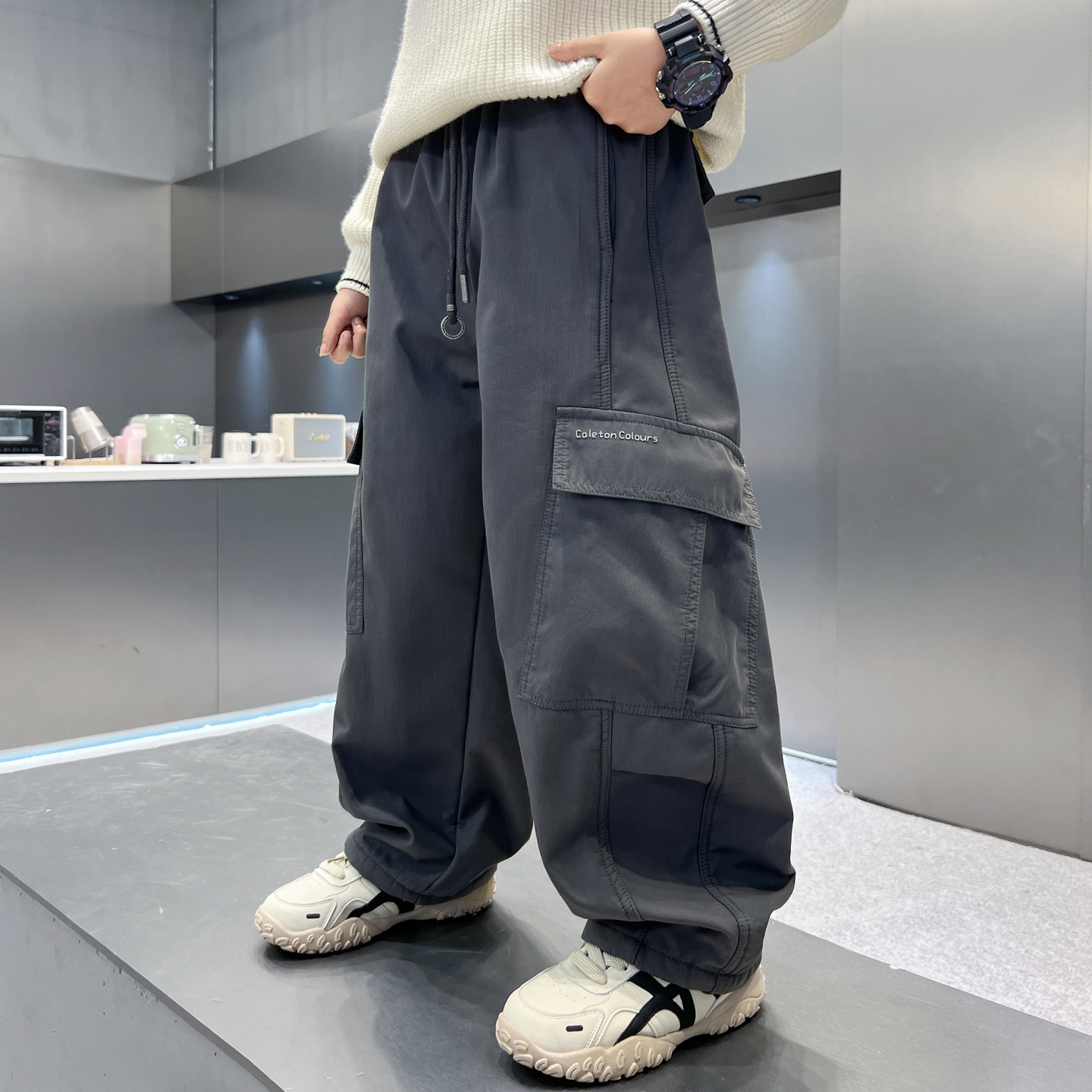 长裤棉工装裤一体绒加厚保暖长裤