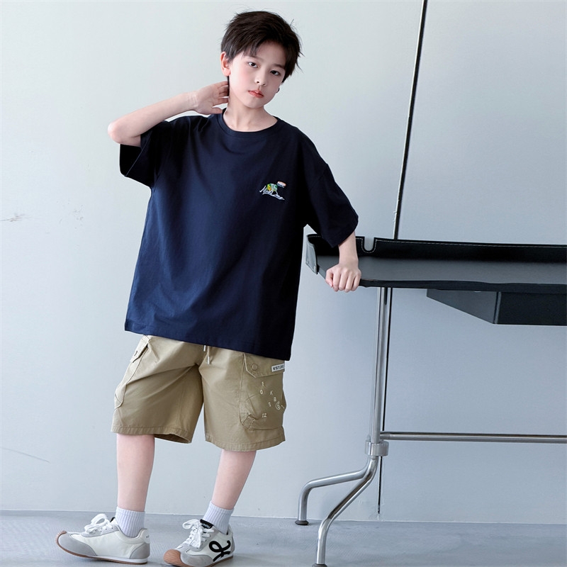 韩版休闲棉混夏季印花套装宽松