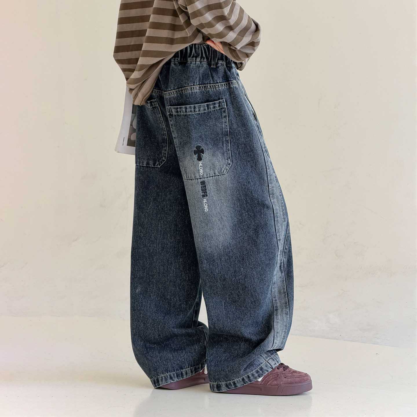 长裤棉混牛仔裤裤型裤子百搭宽松