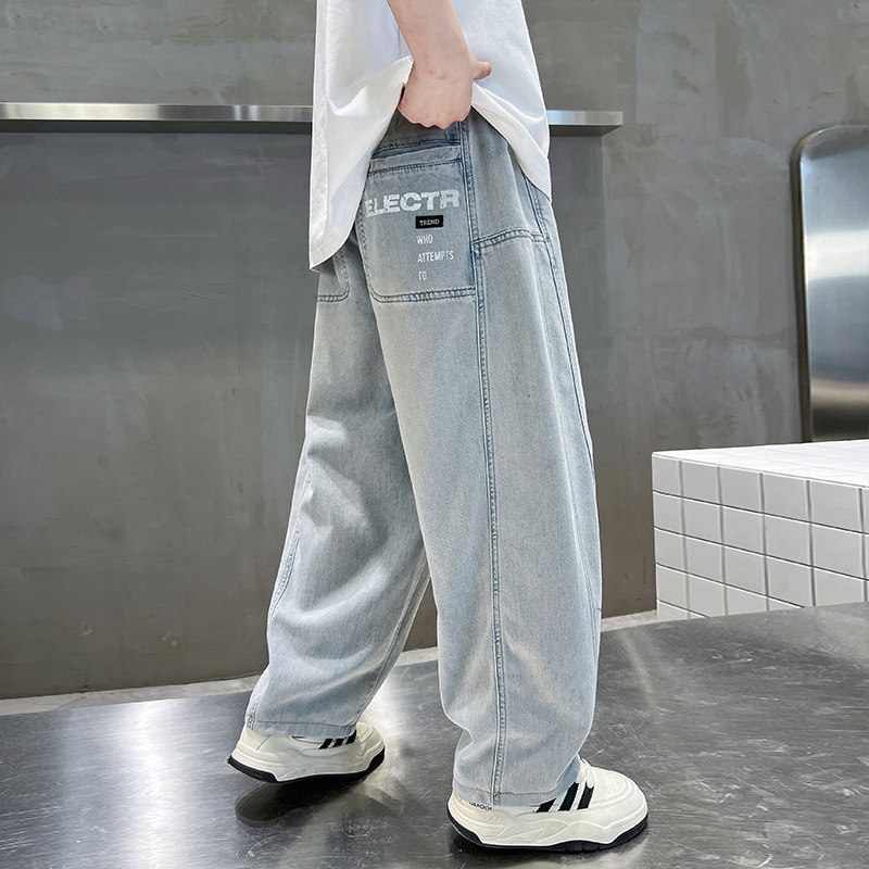 男童痞帅薄款牛仔裤夏装2026新款中大童宽松夏季裤子儿童防蚊裤潮