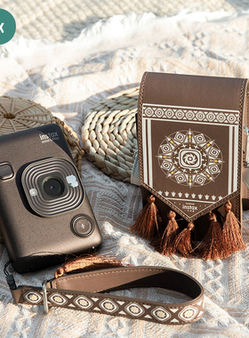 Fujifilm/富士instax一次成像正品原装  LiPlay游民牧歌系列手绳相机包套装 草绿、深咖