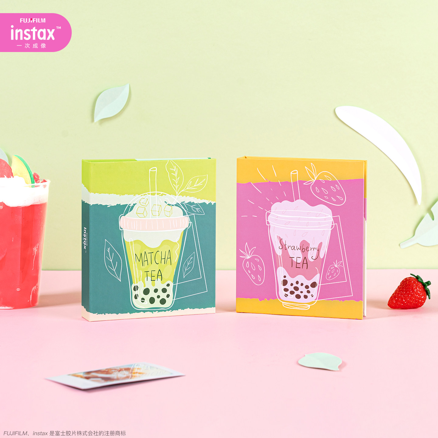 Fujifilm/富士instax一次成像正品 3寸32张入mini大容量迷你相册抹茶啵啵 草莓啵啵