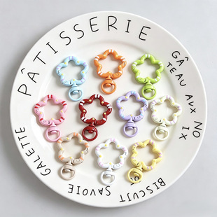 烤漆合金糖果色360度活动五瓣花甜甜圈diy钥匙扣包包挂扣个性百搭