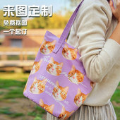 宝宝照片头像diy来图定制水桶包帆布斜挎单肩大容量拉链包妈咪包