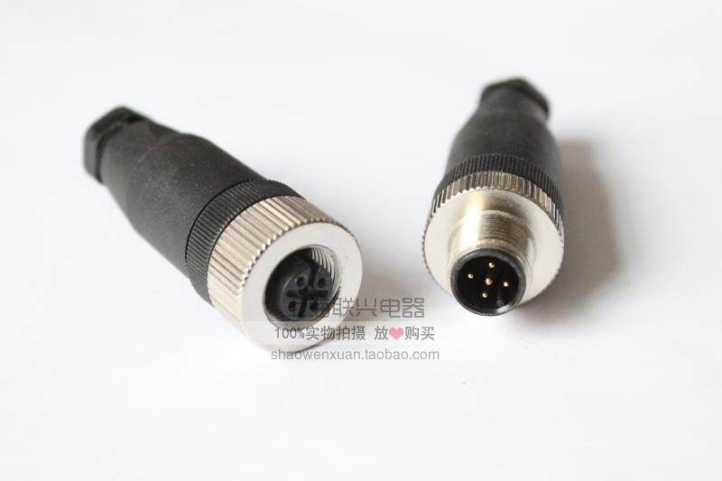 M12 传感器连接器 弯 对接 PNP NPN 插头 LED 航空插头4 5 8芯