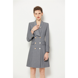 春季新款职业女装修身通勤ol韩版高端灰色连衣裙商务销售面试正装