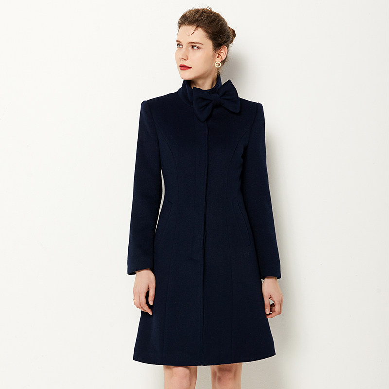冬季新款职业女装修身淑女保暖加棉加厚羊毛呢子大衣酒店前台制服