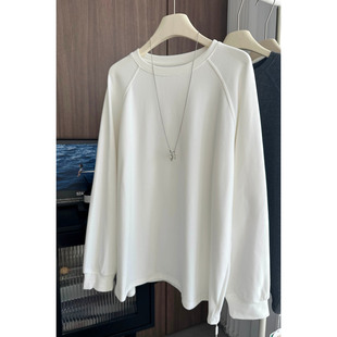 东大门净色大版中长款t恤女长袖冬季薄绒内搭打底衫叠穿外套上衣
