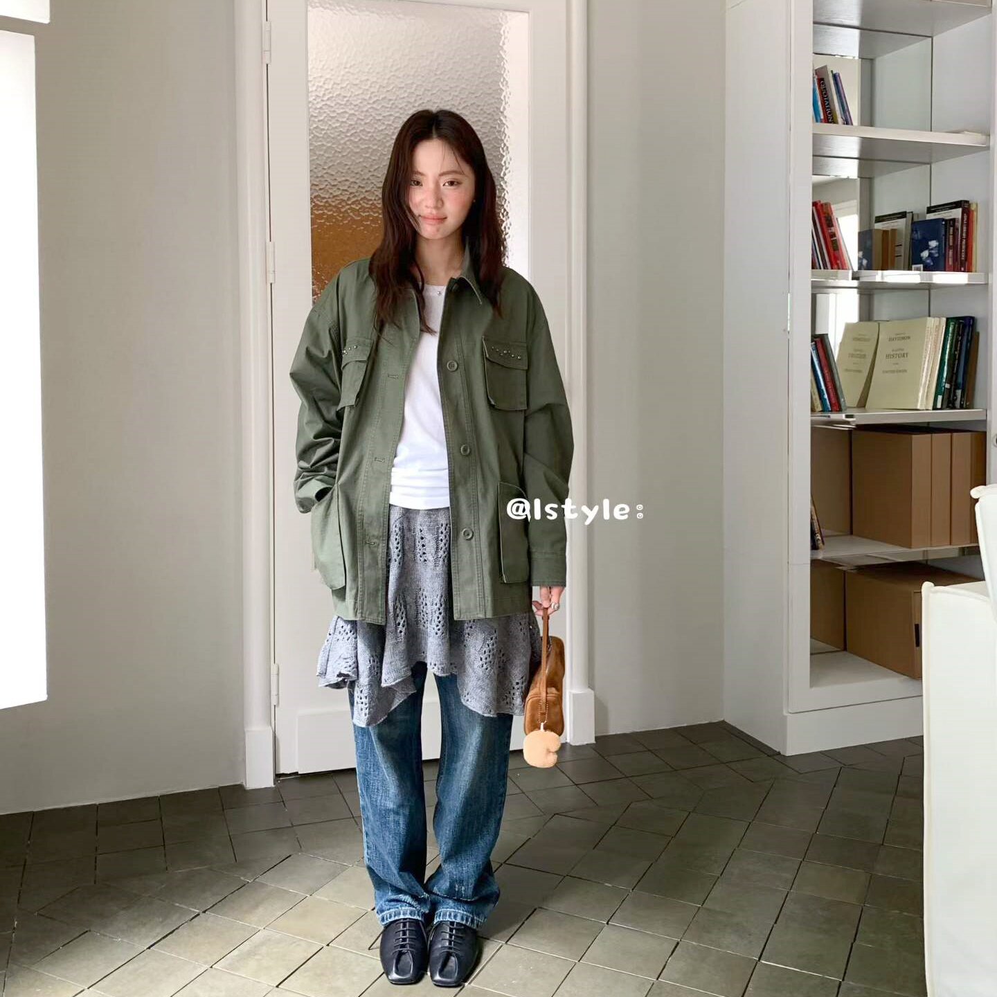 istyle韩版2026工装风军绿色外套女宽松多口袋街头气质高级感夹克