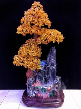 紫气祥黄水晶顺风顺水民族风办公