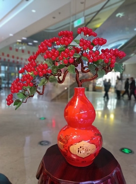 新做一批大号红果硕果累累迎客松摆件 ！福禄平安！鸿运当头！