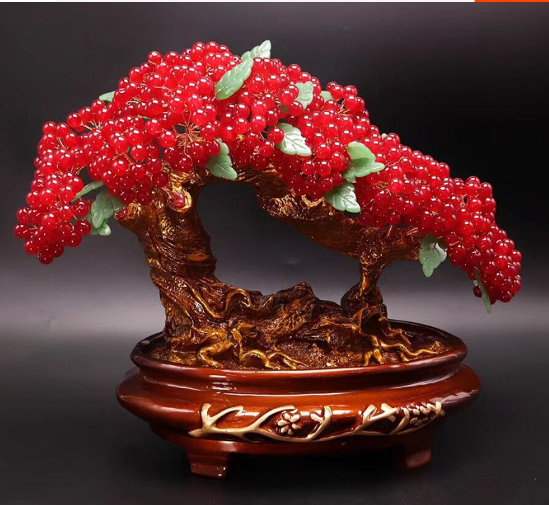 天然水晶红果累累招财树摆件
