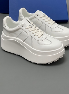 2026春季新款真头层牛皮鞋圆头增高小个子单鞋厚底玛丽珍鞋小白鞋