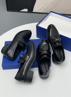 2026春季新款头层牛皮真皮鞋圆头平底厚底漆皮黑色女士单鞋乐福鞋