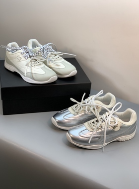 2025秋季新款头层牛皮系带阿甘鞋女百搭运动鞋欧货休闲德训女鞋