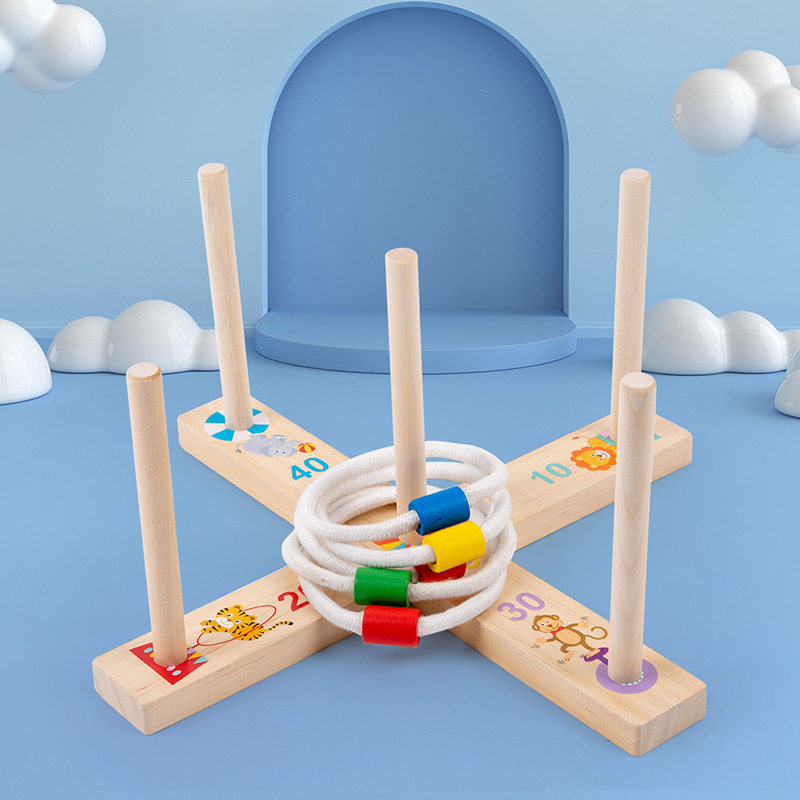木制套环手眼协调幼儿园套圈圈玩具儿童早教益智投掷套圈亲子游戏