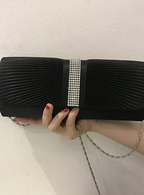 2019新款皱褶水钻晚装包新娘礼服宴会手拿women’s clutch bag818