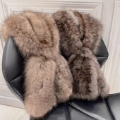 皮草围巾女冬季 艾诺克新款 韩版 长方形紫貂毛保暖柔软围脖深棕色