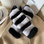 新款 保暖围脖皮草百搭休闲真毛双面毛渐变围巾百搭 兔毛围巾女冬季