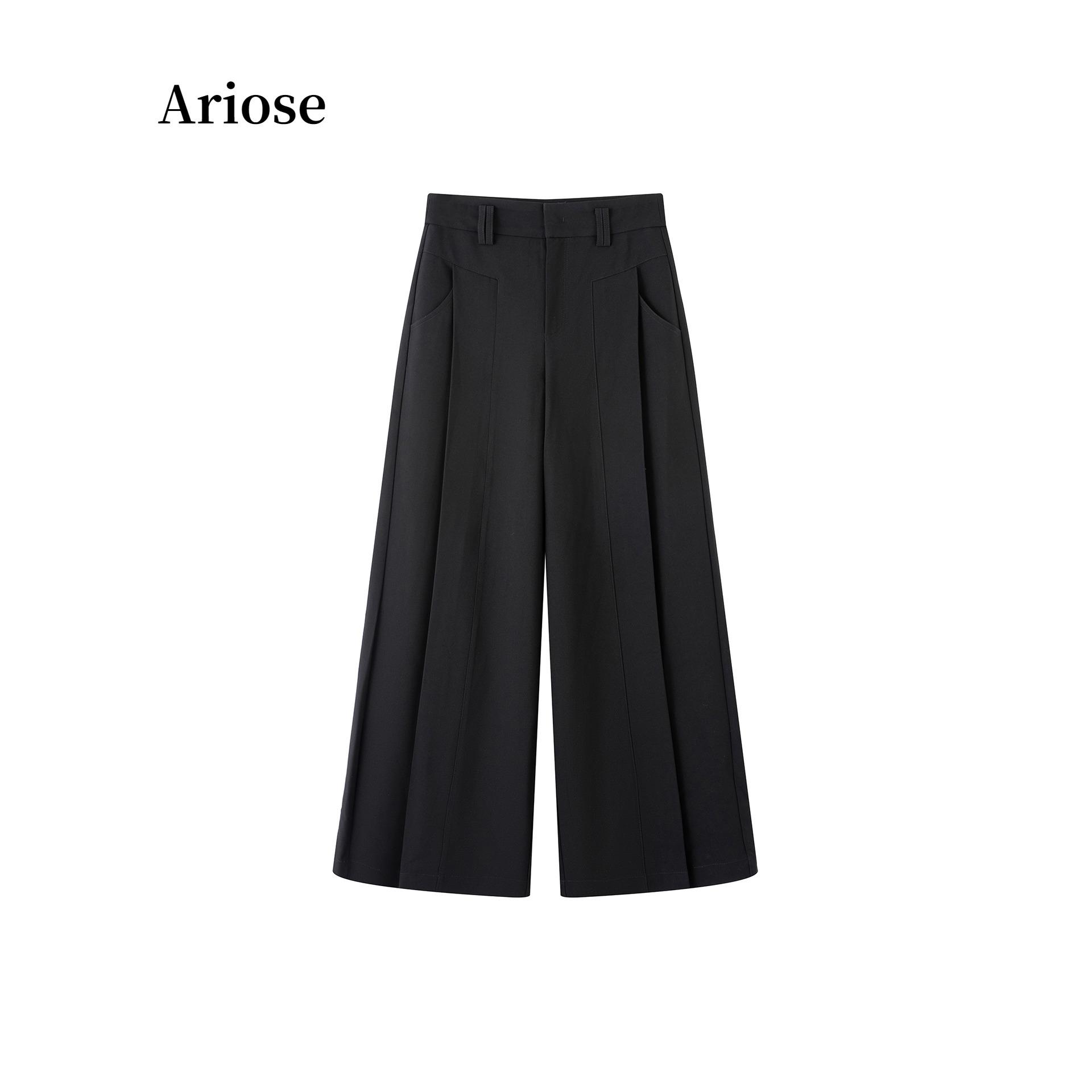 Ariose艾诺丝雅诗官方正品2025秋高腰显瘦休闲阔腿裤直筒裤303013