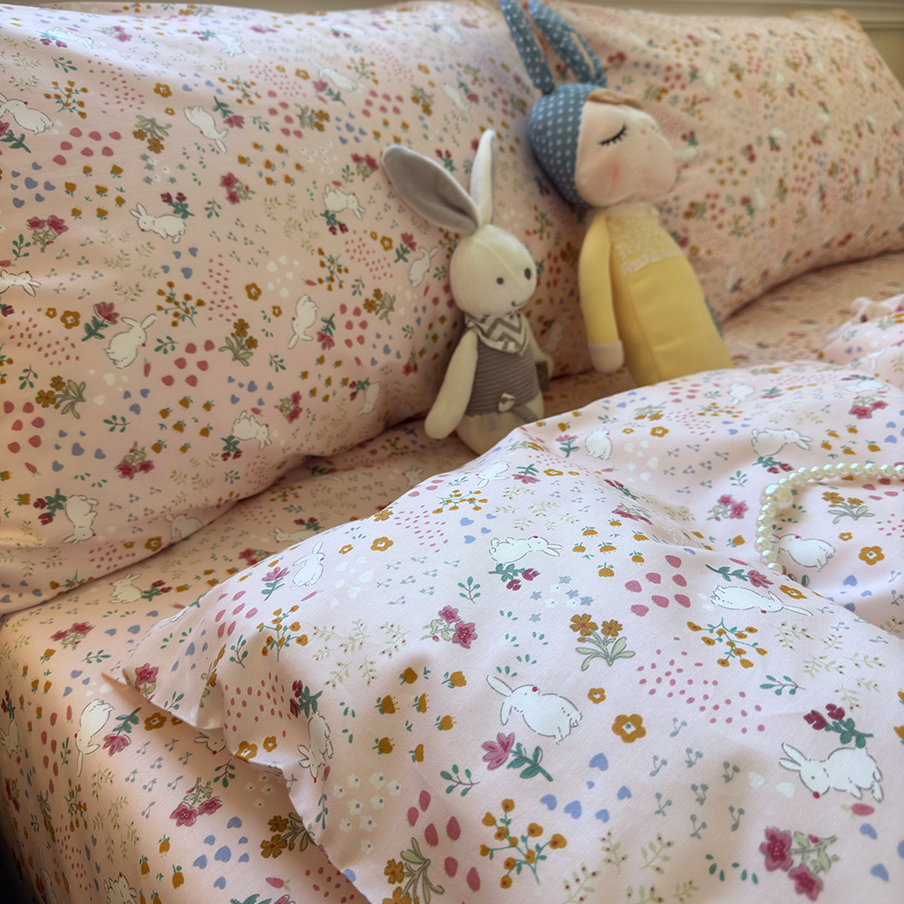 粉粉兔四季纯棉床单单件100全棉单人1.5m双人加厚被单可配四件套3