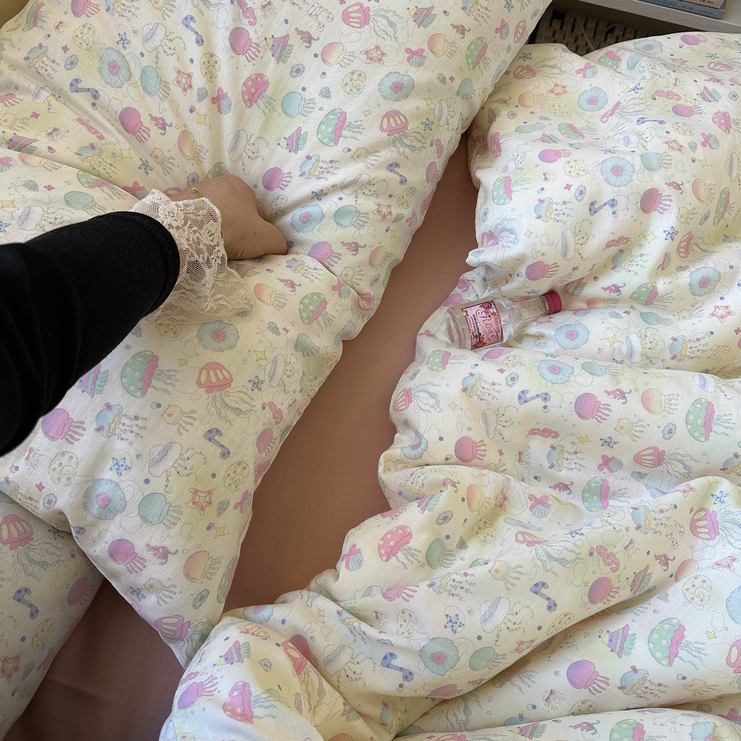 星星水母A类全棉有氧双层纱四件套床笠纯棉学生1.2m三件套可定做