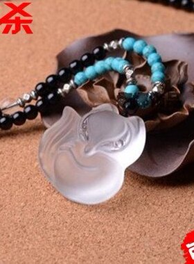 水晶招桃花旺姻缘毛衣链狐狸吊坠