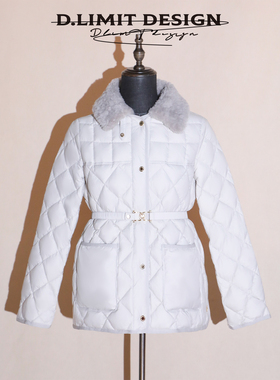 可拆卸小翻毛领菱格按扣可收腰鹅绒服DLTWT123