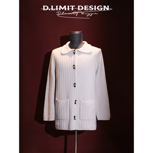 680G 100山羊绒文艺翻领牛角扣带兜毛衣外套DLSM7071