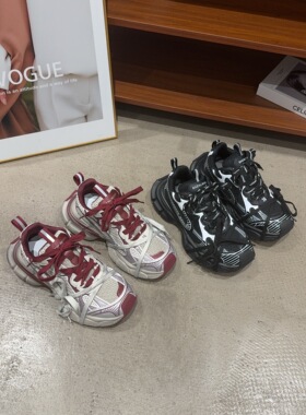 9159乐乐家秋季新品女真皮老爹鞋做旧擦色系带时尚网红同款休闲鞋