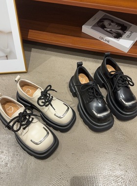 3177-9秋季新品女真皮厚底增高系带乐福鞋英伦风时尚小皮鞋韩版潮