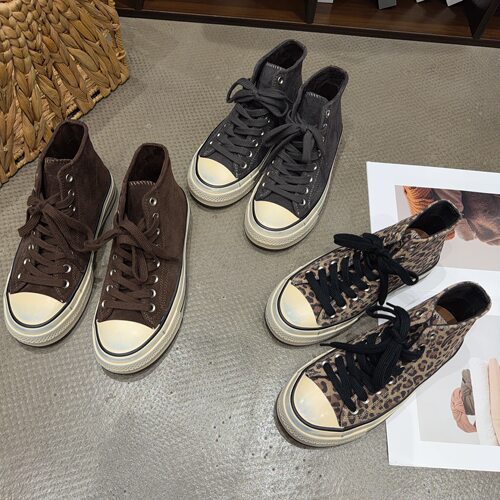 79-132秋季新品女真皮系带高帮布鞋韩版做旧擦色脏脏休闲鞋网红款