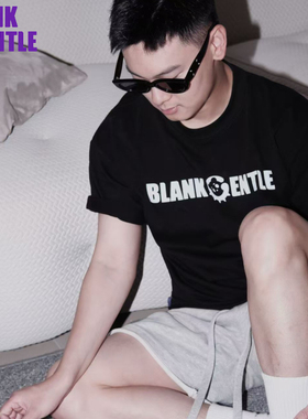 BlankGentle原创经典印花纯色圆领宽松短袖纯棉T恤大码简约美式