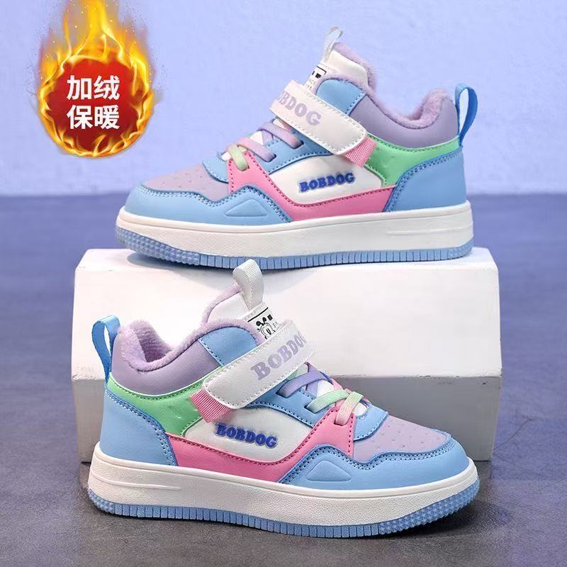 巴布豆皮面单里男女童软底防滑运动鞋潮流时尚跑步运动鞋6255