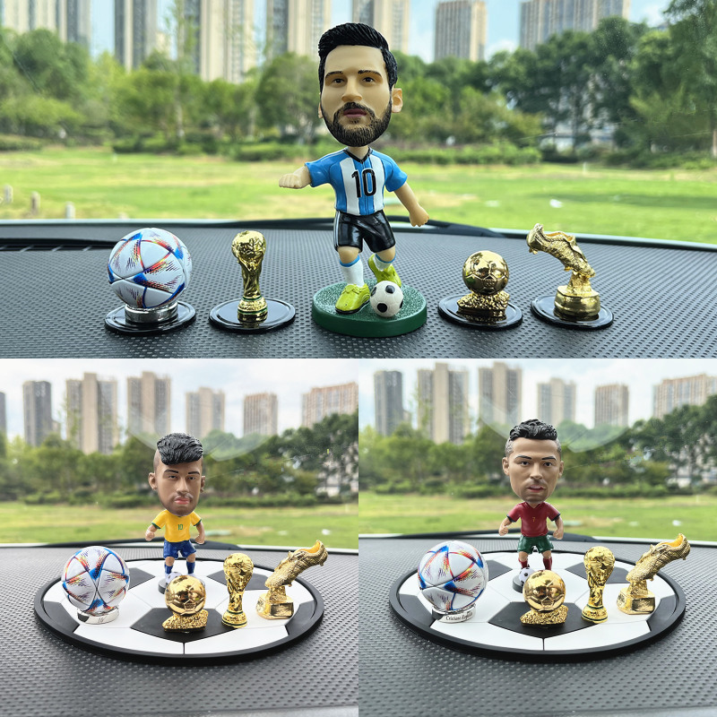 足球汽车摆件车内装饰品梅西C罗